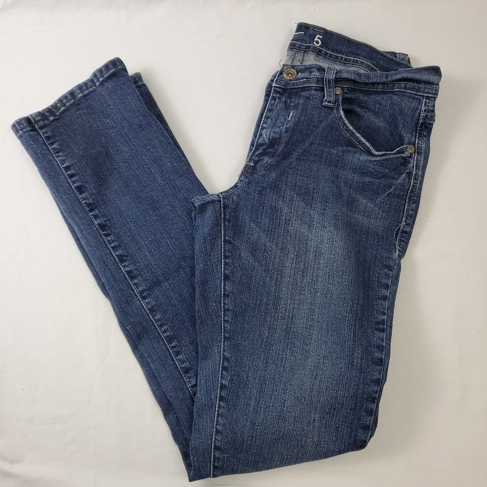eoeo Skinny Jeans Low Rise Whisker Washed Blue Denim 5 Pocket Junior Womens 5